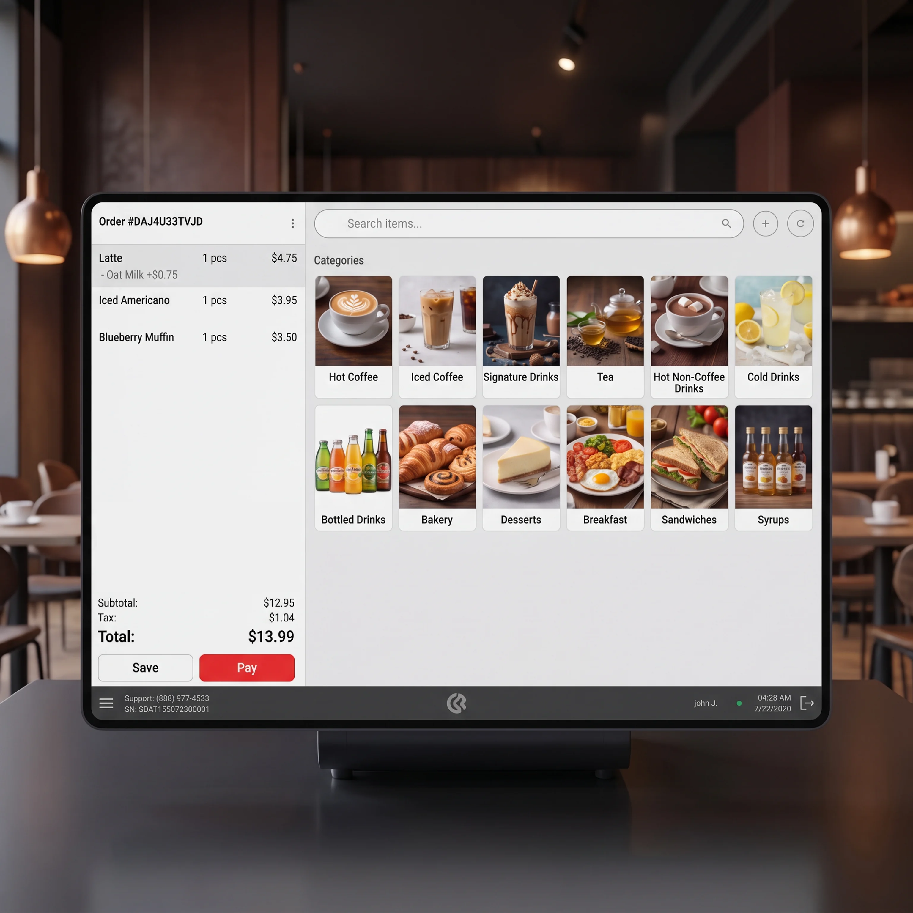 Fast checkout workflow in use at a counter.