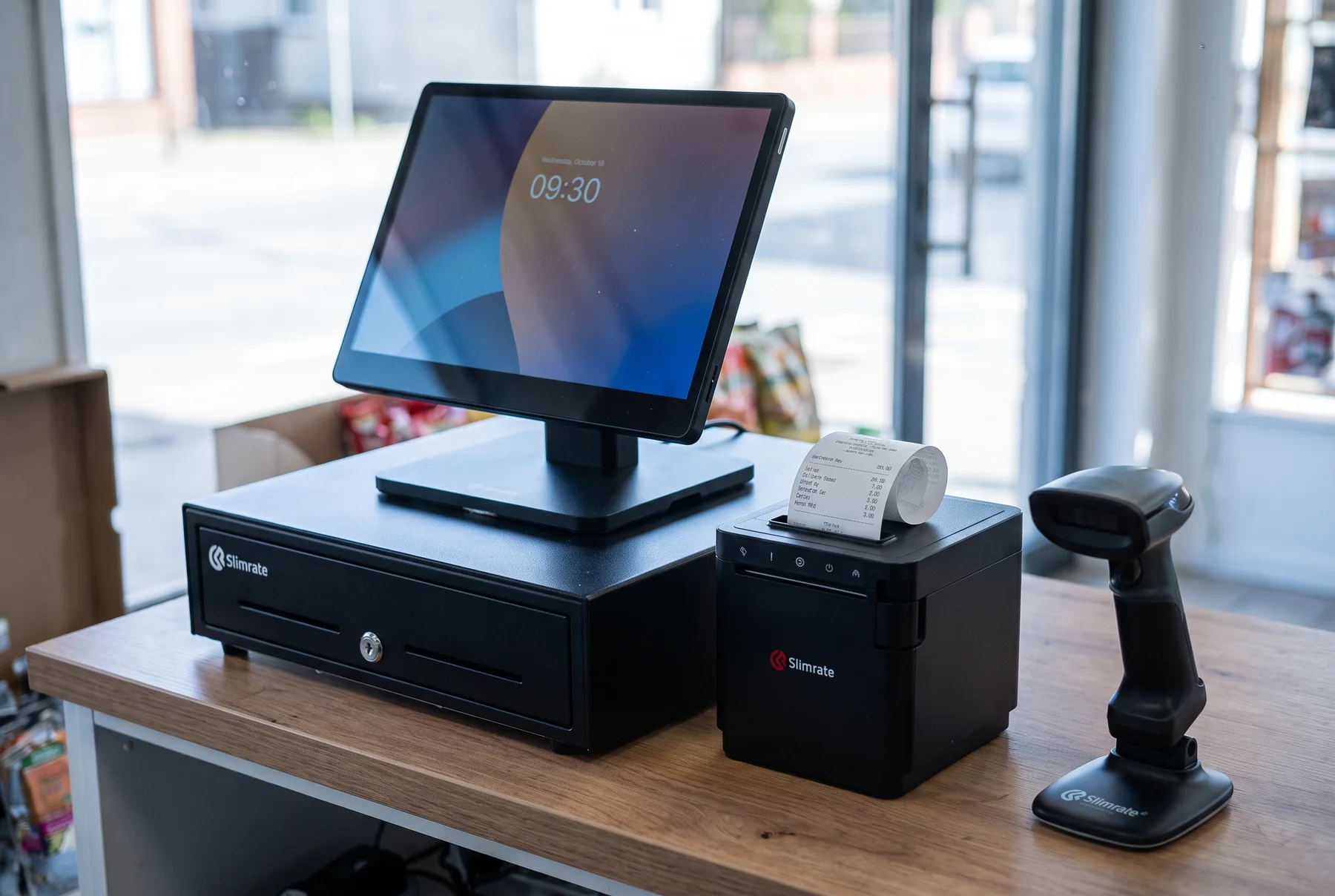 Slimrate POS terminal on a shop counter